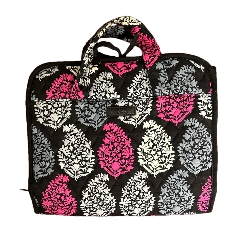 Vera Bradley black and pink foldable hanging cosmetic travel bag